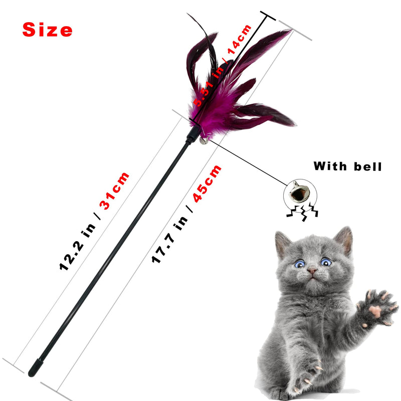 Cat Wand Toy Feather Stick Cat Toys, 6 PCS Cat Feathers Wand Toy, Interactive Cat Toy Feather Wand for Indoor Cats A-6 Pack Cat Wand Toys - PawsPlanet Australia