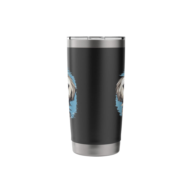 Maltese Dog Breed Pet with Sunglasses Stainless Steel Insulated Tumbler Black 20 Ounces
