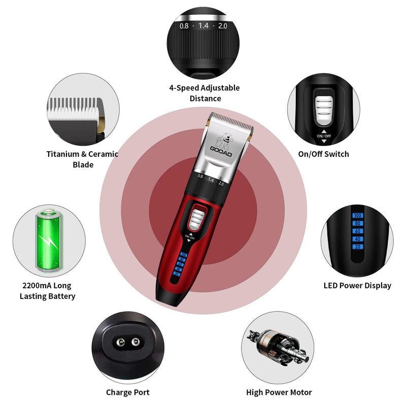 Cat Clippers for Matted Hair, Cat Grooming Kit, Cordless Cat Shaver for Long Hair, Low Noise Paw Trimmer, Cat Hair Trimmer for Grooming,Quiet Pet Hair Clippers Tools for Cats Dogs (Red) Red
