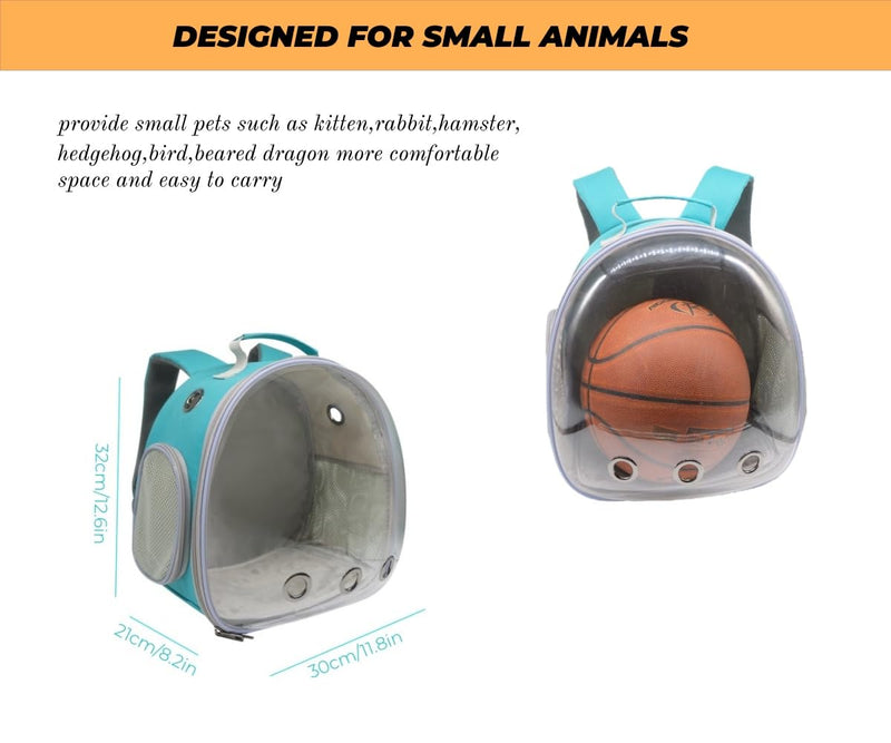 Small Animal Carrier Guinea Pig Backpack,Transparent, Breathable Backpack Carrier for Hedgehogs, Rabbits, Birds, Squirrels, Hamsters, Lizards Comfortable, Portable Travel Bag for Small Pets (Green) Green