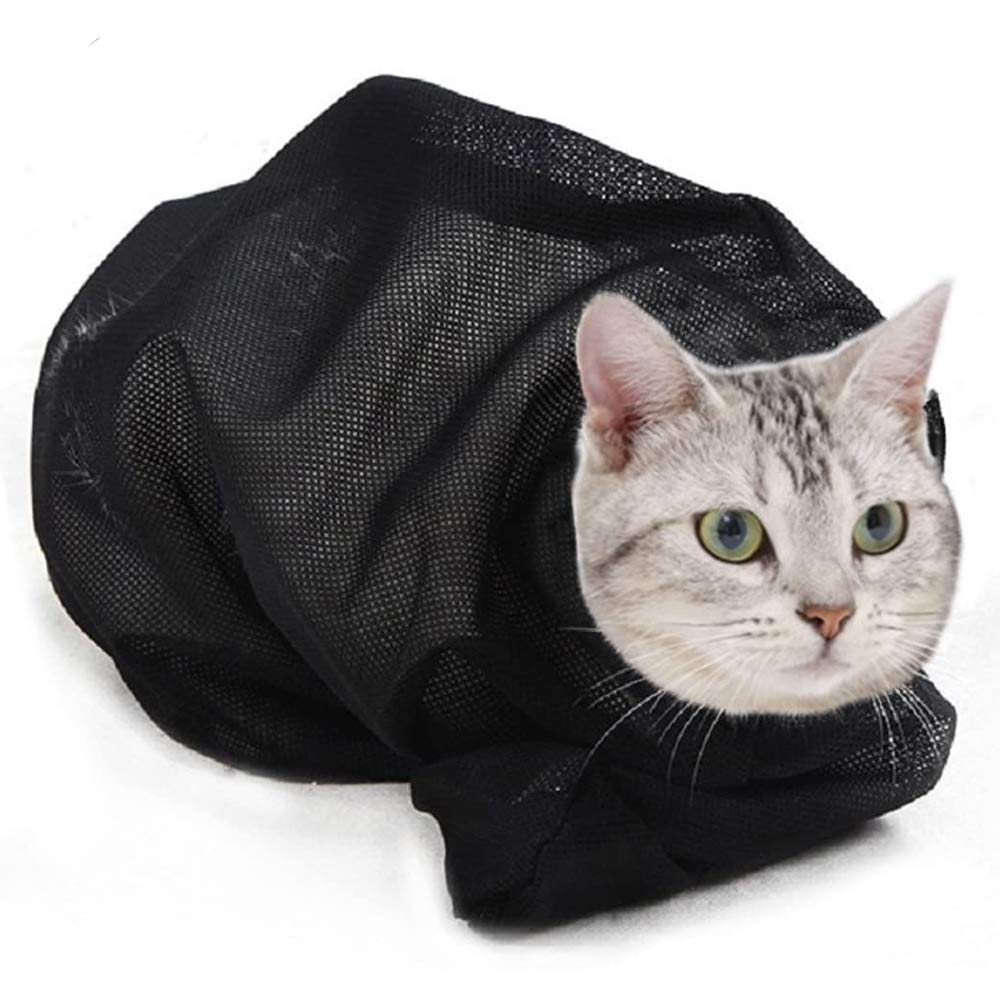 ASOCEA Cat Bathing Bag Adjustable Cat Grooming Mesh Bag Breathable Restraint Shower Bag Anti-Bite and Anti-Scratch for Bathing Nail Trimming Injecting Ears Clean Medicine Taking