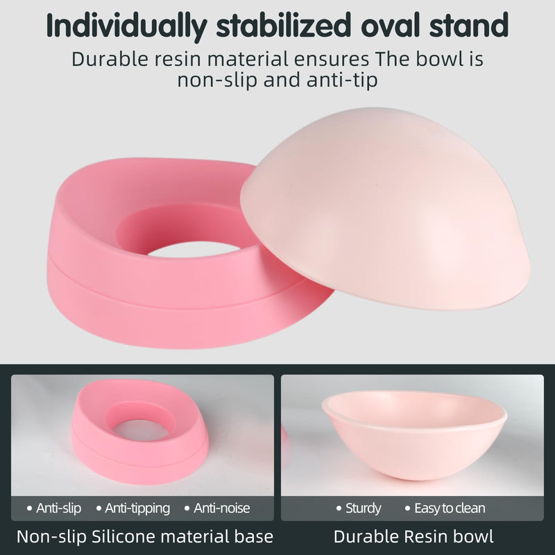 Bulldog Bowl Anti-Slip Dog Cat Dish Detachable Rubber Dog Bowl Pet Sterile Tilted Pet Feeder Slope Base (Pink, 2 Cup (Small/Medium Dog)) Pink 2 Cup ( Small/Medium Dog )