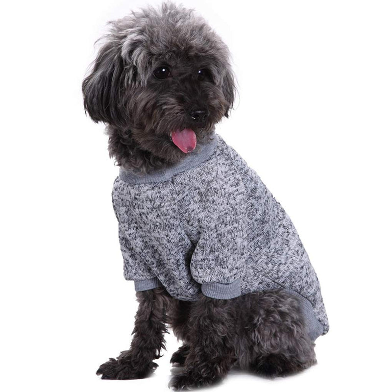 Pet Dog Classic Knitwear Sweater Warm Winter Puppy Pet Coat Soft Sweater Clothing for Small Dogs (M, Grey) Medium