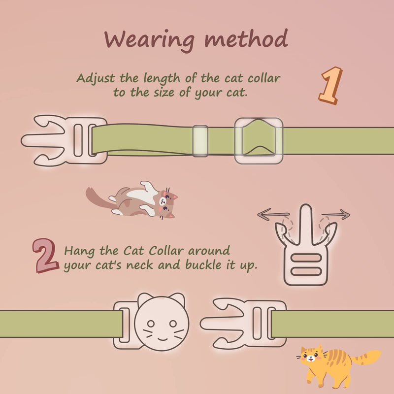 2 Pack Cotton Breakaway Cat Collar with Bell,Yellow&Green Flowers Pendant Cute Cat Collar Kitten Collar,Ideal for Girl Cats Boy Cats Yellow&Green - PawsPlanet Australia
