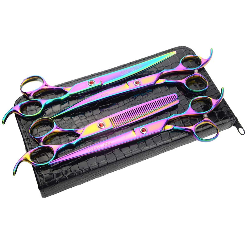LILYS PET Professional PET DOG Grooming Coated Titanium scissors suit Cutting&Curved&Thinning shears (7.5 inches, Rainbow)… 7.5 inches - PawsPlanet Australia