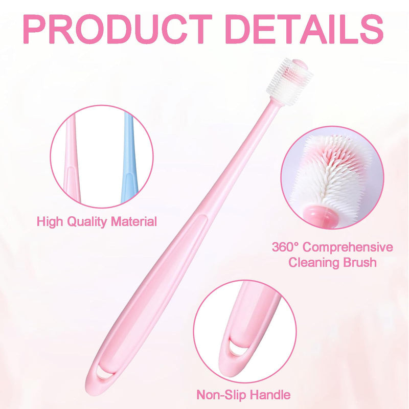 Pack of 6 Cat Toothbrushes, 360 Degree Dog Toothbrush for Small Dogs, Medium and Large Pets, Silicone, Food Grade, Reusable Toothbrush for Cats and Dogs