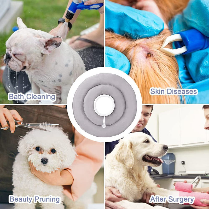 IBLUELOVER Collar Dog Cat Protective Collar Waterproof Protective Collar Antibite Elizabethan Collar Soft Dog Collar for Pets After Surgery Injury Recovery L gray