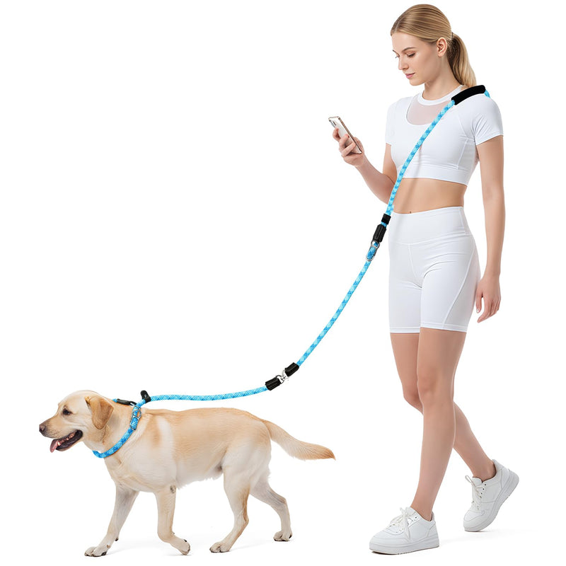 Lukovee Slip Lead Dog Leash, 5-7 FT x 1/2" Adjustable Tangle Free Leash, Heavy Duty Comfortable Reflective No Pull Training Rope Lead with Padded Handle for Medium Large Dogs (Blue, L: 5-7 FT) 5–7 ft, 1/2'', for Medium Large Dogs Blue - PawsPlanet Australia