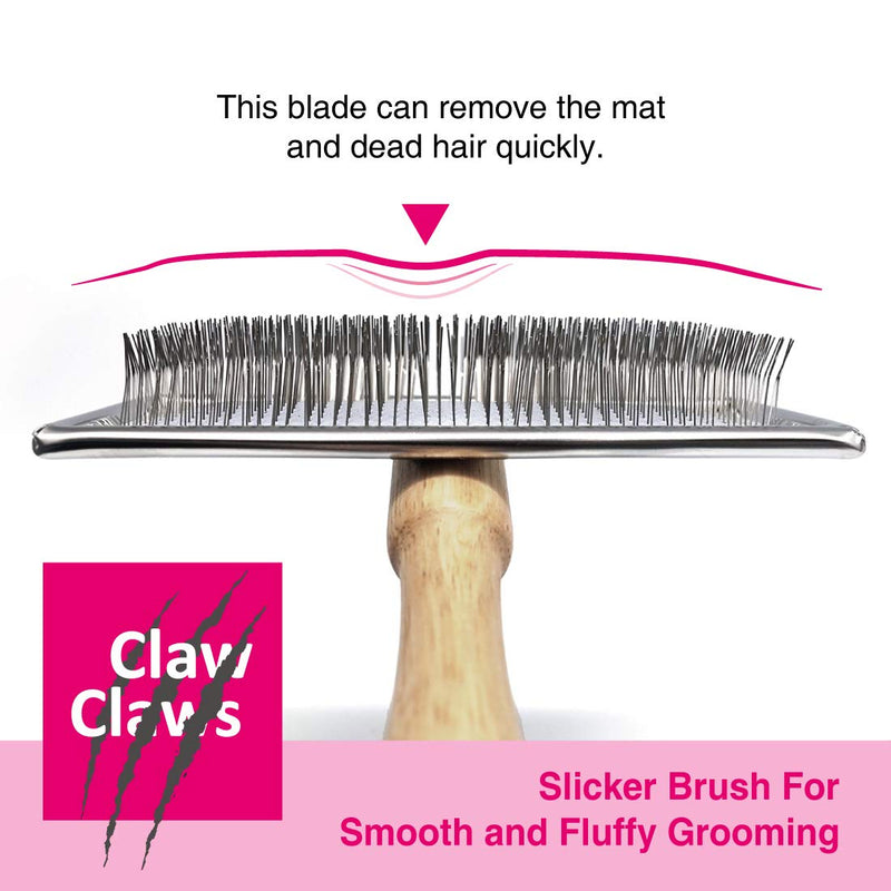 Pet Slicker Brush for Medium Dogs, Wooden Handle with Stainless Steel Soft Pins, Gently Remove Tangled, Loose Undercoat and Mats Hair, Pet Grooming Brush Tool (6.6") 1 Count (Pack of 1) - PawsPlanet Australia