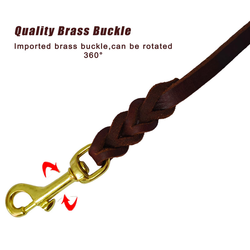 LWBMG Leather Dog Leash for Small Dogs 6ft,Thin Leather Braied Dog Leash, Soft Genuine Leather Dog Training Leash for Small & Medium Dogs （3/8" X 6', Brown） braided - PawsPlanet Australia