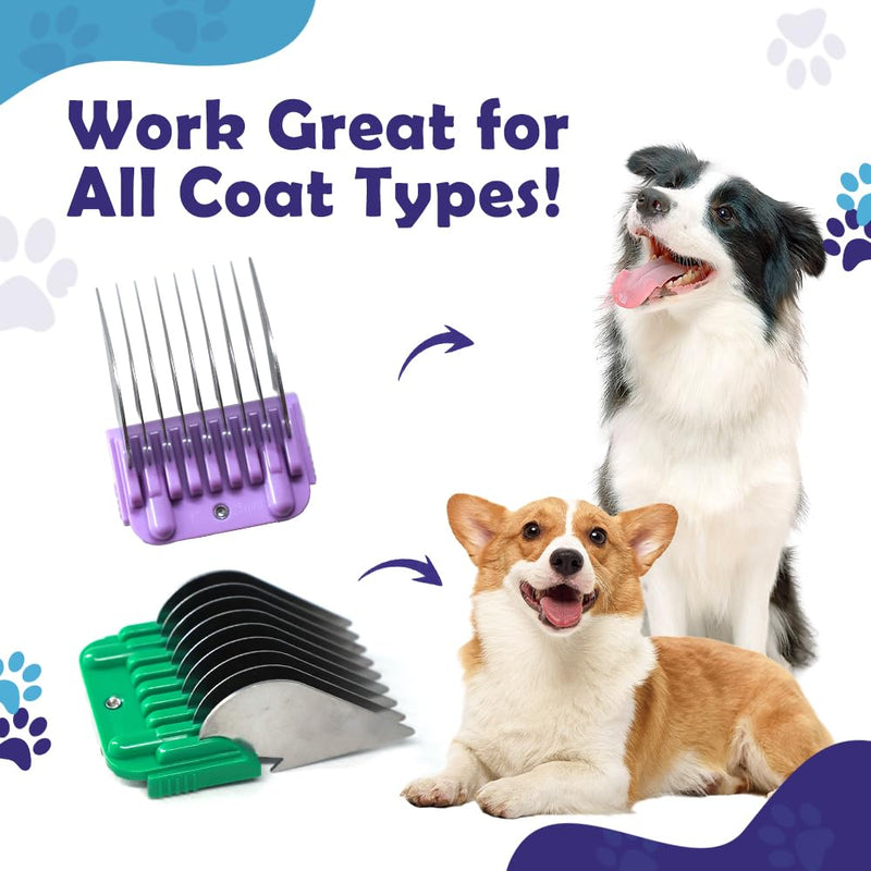 Professional Animal Stainless Steel Attachment 9 Color Guide Comb Set,Compatible with Andis, Oster A5, Wahl KM Series Clipper Detachable Blade Pet, Dog, Cat, and Horse Clippers - PawsPlanet Australia