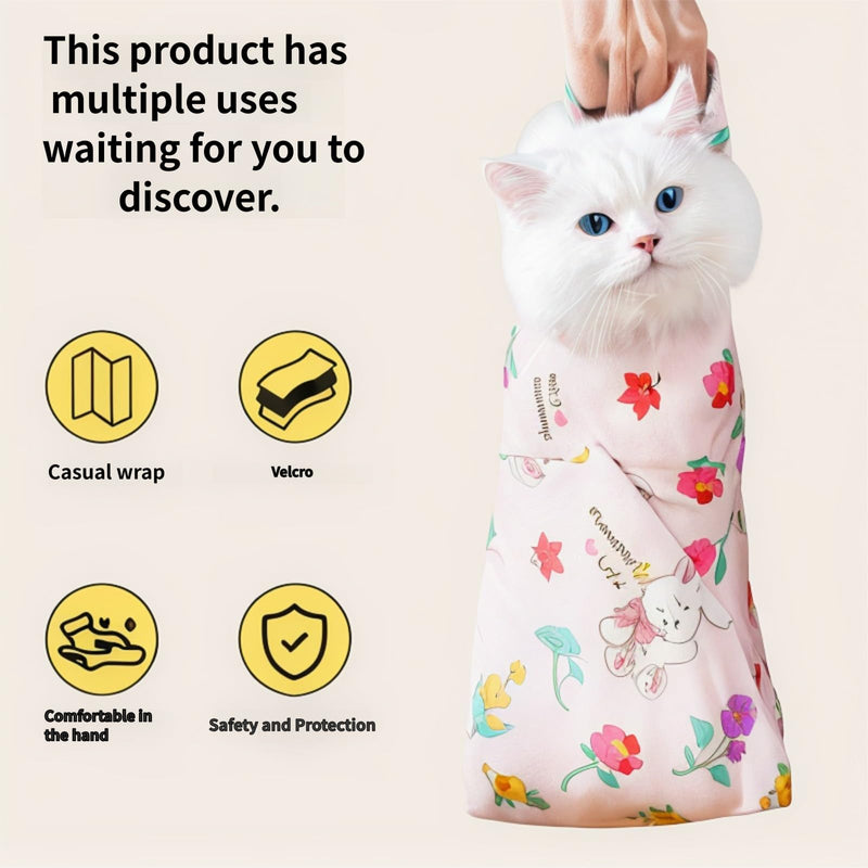 Cat Swaddle Wrap, PurrfectWrap - Soft Breathable Pink Cat Wrapping Blanket for Calming Anxious Cats, Grooming, Nail Trimming and Cuddling (27.6inch (Within 15lbs)) 27.6inch (within 15lbs) - PawsPlanet Australia