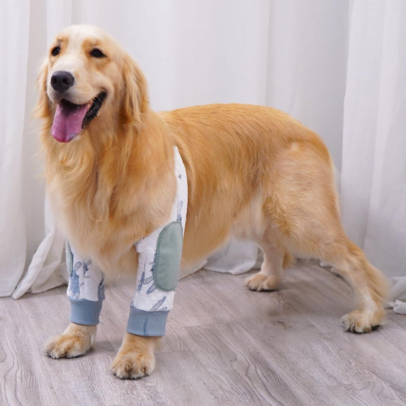 Dog Elbow Protection Pad, Cotton with Stretchy Straps, Large Dogs Joint Cover, Pet Prevent Licking Wound Elbow Protector (Blue, XXL) Blue