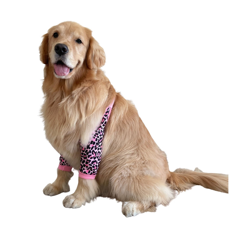 Dog Elbow Protector, Elbow Sleeves with Mesh Pad for Medium Large Dogs Prevent Licking Wound(Pink Leopard,XL) XL-Length 11'' Knee Girth <9.4'' Pink Leopard