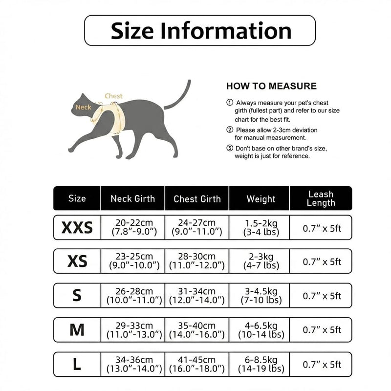 Cat Harness and Lead Set for Outdoor Walking, Escape Proof Cat Harnesses with Dual D-Rings and Safe Leash, Soft Adjustable Reflective Mesh Kitten Harness for Small Cat & Puppy (Black, S) Black