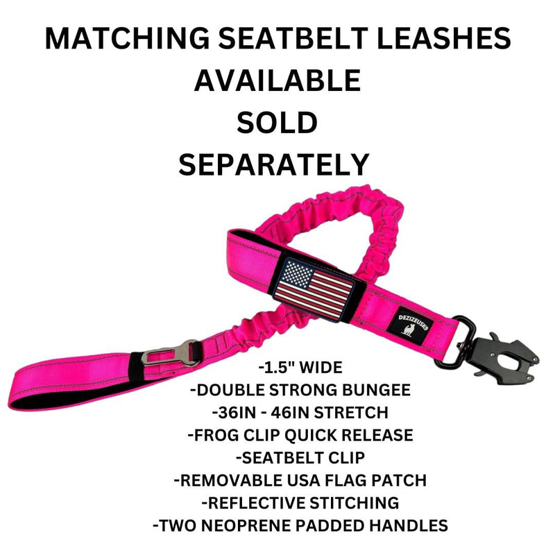 Tactical Dog Collar with Handle - 1.5 Inch Thick Heavy Duty Nylon, Military Style Metal Quick Release Buckle & Integrated D-Ring, for Medium & Large Dogs – Includes USA Flag On Customizable Name Plate adjustable 20-28 inches PINK 20-28 inch
