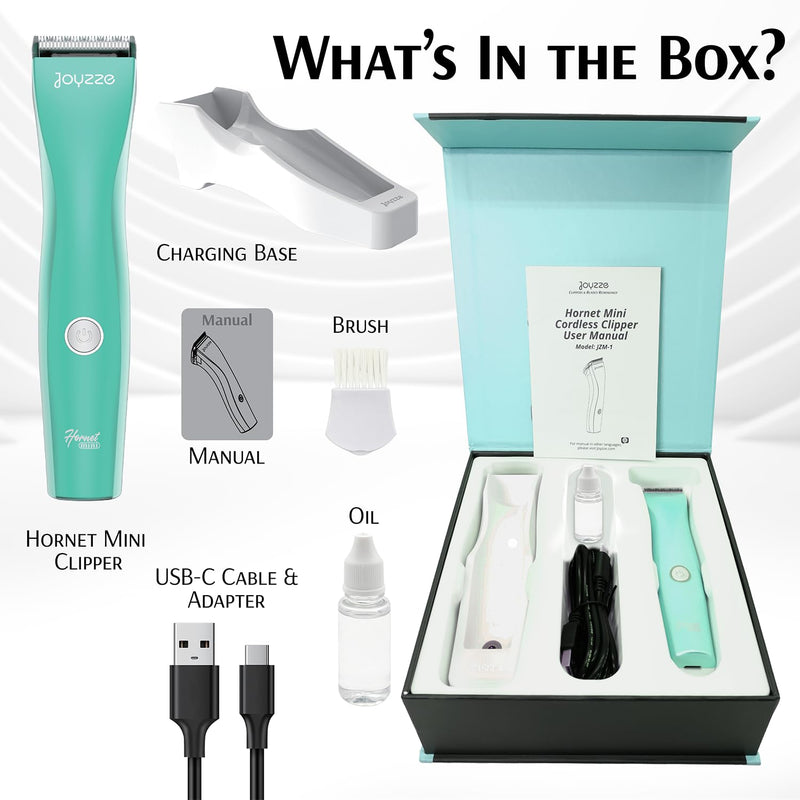 Hornet Mini Trimmer - Compact and Portable Pet Trimming Clippers for Grooming - Low Noise, Rechargeable Cordless Dog Hair Grooming Clippers - Teal Hornet Mini Teal - PawsPlanet Australia