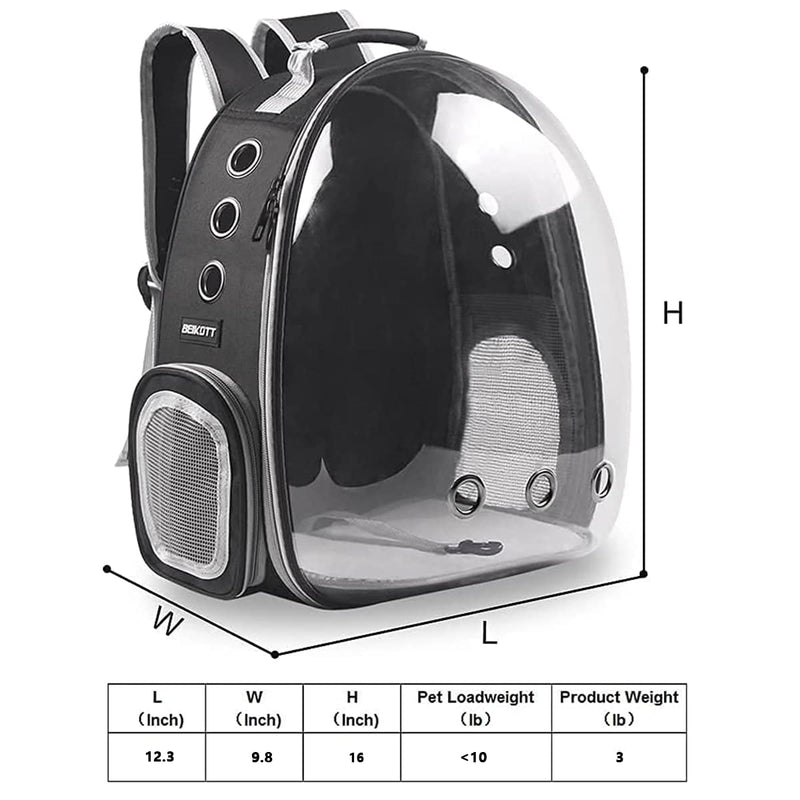 Cat Backpack Carriers, Dog Backpack, Pet Backpack for Small Cats Puppies Dogs Bunny, Airline-Approved Ventilate Transparent Bubble Backpack for Travel and Outdoor(Black) BUBBLE-BK - PawsPlanet Australia