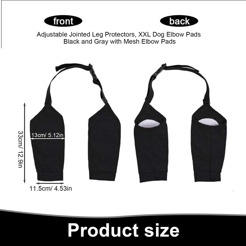 PARFCO Pack of 2 Elbow Support for Dogs, Adjustable Knee Support for Dogs, Size XXL Elbow Pads for Dogs, Black and Grey, with Mesh Elbow Pads, for Protection Joints and Knees Dogs Black, grey