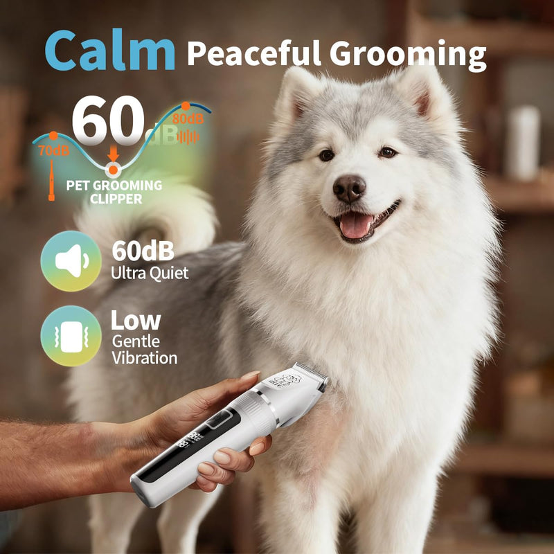 iBTC Dog Clippers for Grooming, Low Noise, Electric Quiet, Adjustable Clipper Comb, Rechargeable Cordless Dog Hair Clippers for Dogs Cats Pets, Green - PawsPlanet Australia