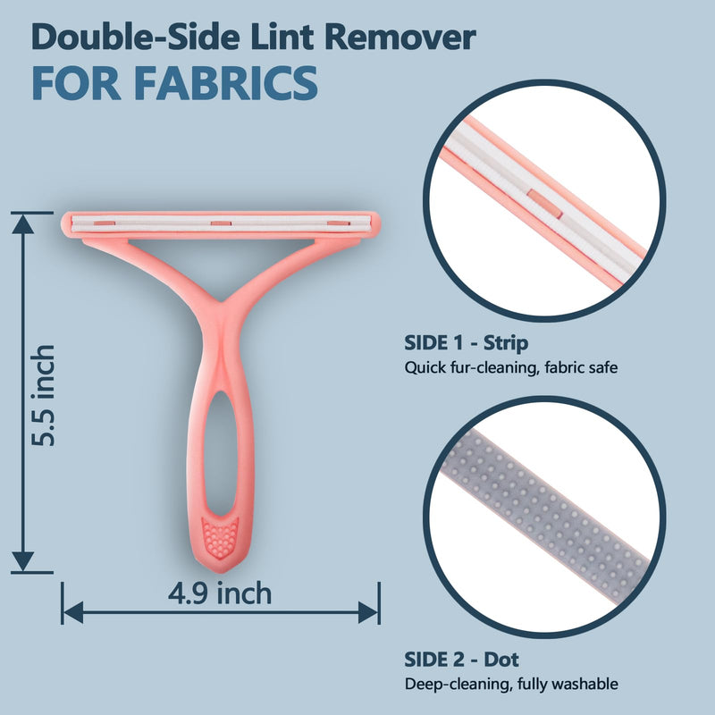 Self-Cleaning Cat Shedding Grooming Brush for Small Dog Pet Short Hair Remover Set Reusable Lint Removal Tool Carpet Scraper for Clothes Couch Bedding Furniture Car Pink - PawsPlanet Australia