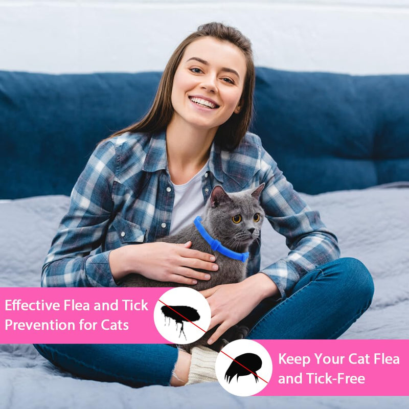 4 Pack Flea and Tick Collar for Cats, Natural Plant Oil Formula Cat Flea Collar Provides 32-Month Protection for Flea & Tick Prevention, Waterproof & Adjustable Cat Flea Treatment for Most Cats Blue - PawsPlanet Australia