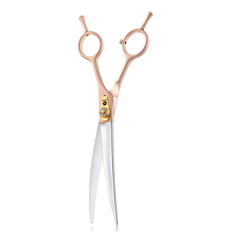 7 Inches Professional Pet Grooming Scissors, 440C Japanese Steel Straight & Curved & Thinning & Chunker Shears/Scissors for Dog Cat and More Pets (7 inch-Curved Scissors) 7 Inch-curved Scissors - PawsPlanet Australia