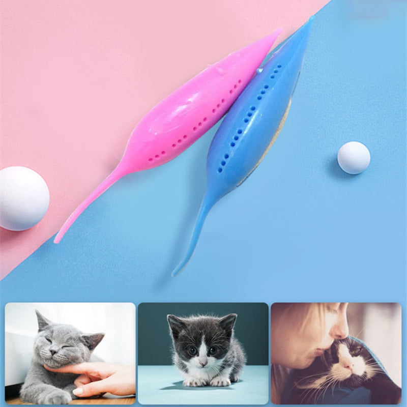 ibasenice Pink Silicone Chew Toy with Catnip, Mouse Shape, Cat Chew Toy and Teaser for Chewing and Playing with Cats and Kittens