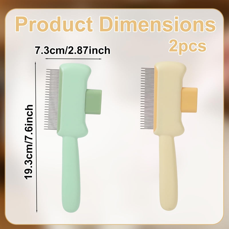 2pcs Comb for Cats and Dogs, Self-Cleaning Pet Grooming Brush with Release Button Gentle Cats Comb for Cleaning Shedding Pets Hairs - PawsPlanet Australia
