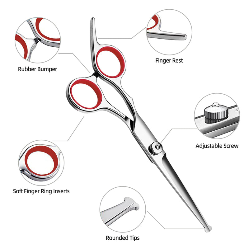 Multifunctional 7 in 1 Dog Grooming Scissors with Safety Round Tip, Stainless Steel Grooming Kit with Titanium Coating for Dogs and Cats at Home - PawsPlanet Australia