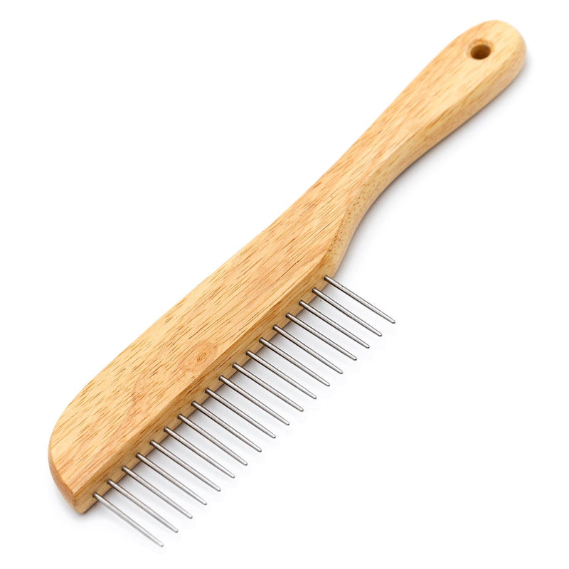 Jeffers Pet Wood Handle Grooming Comb for Dogs, Cats & Puppies – Fine Tooth Detangler for Curly, Long, or Thick Hair – Professional Wooden Handle Comb for Goldendoodle, Shih Tzu, and Poodle Coats
