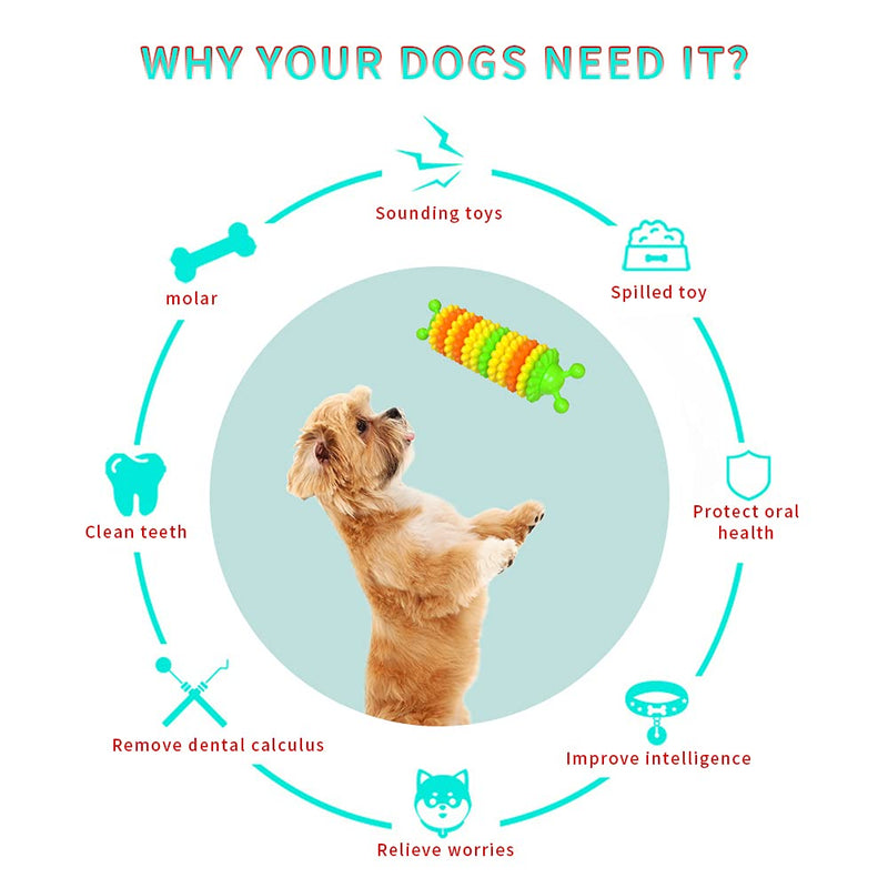 TIANHAO Dog Toys for Aggressive Chewers, Natural Rubber Indestructible Teeth Cleaning Dog Chew Toys for Small Medium Large Dogs, Outdoor Entertainment Interactive Puppy Chew Toys for Training, Green Green Caterpillar - PawsPlanet Australia