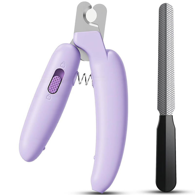 Dog Nail Clippers,Dog Nail Trimmers for Small Medium Dogs and Cats - Professional Grooming Tool with Safety Lock, Sharp Stainless Steel Blade Prevents Splitting, Includes Nail File (Purple-mini) Purple-mini - PawsPlanet Australia