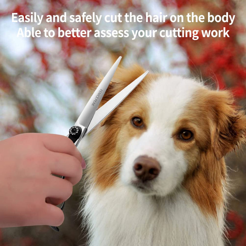 Fenice Peak 8.0'' Dog Straight Scissors For Grooming Pet Hair Cutting Shears 440C Stainless Steel Black Non-Slip Handle Sharp Blades Professional Pet Trimming Scissors for Cats Straight Shear 8.0'' - PawsPlanet Australia
