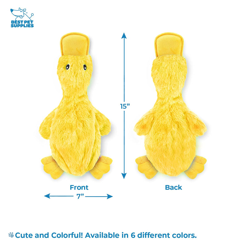 Best Pet Supplies Crinkle Dog Toy for Small, Medium, and Large Breeds, Cute No Stuffing Duck with Soft Squeaker, Fun for Indoor Puppies and Senior Pups, Plush No Mess Chew and Play - Yellow 1 Yellow - PawsPlanet Australia