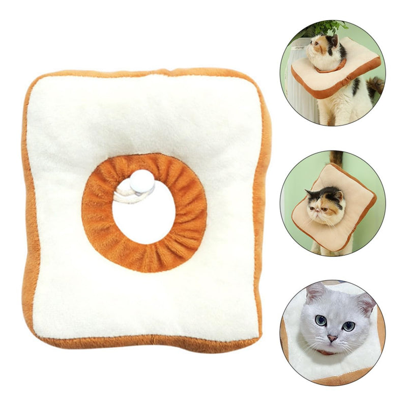 Beaupretty Yellow Cotton Cat Collar in Bread Shape Comfortable Anti-Bite Recovery Collar for Cats in Medium Size for Safe Recovery and Licking Protection
