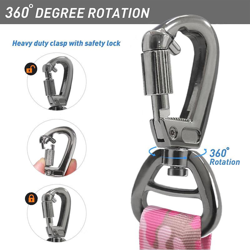 Hotsky Tactical Dog Leash Heavy Duty for Medium Large Dogs That Pull,4-6Ft Strong Bungee Shock Absorbing No Pull Dog Leash with Padded Double Handle and Car Seatbelt,Pink Camo Medium / Large Pink Camo - PawsPlanet Australia