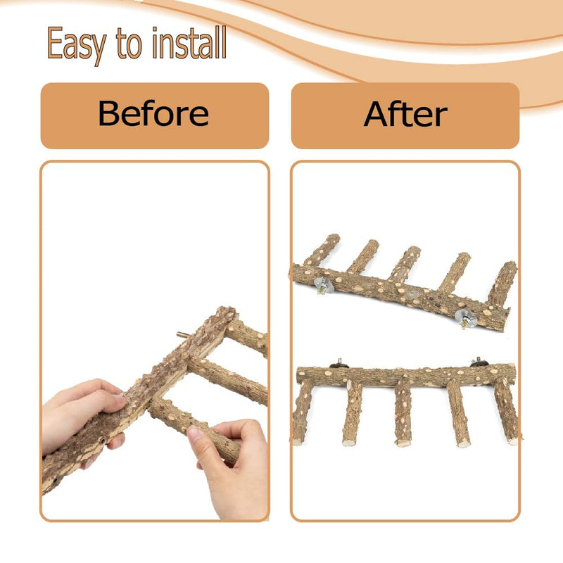 Bird Ladder Perch for Cage - Natural Wooden Bridge, Exercise Stands for Parrot Climbing - Pet Training Ladders - Hanging Playground -Toys for Parakeet, Cockatiel, Conures, Lovebirds, Budgie - PawsPlanet Australia