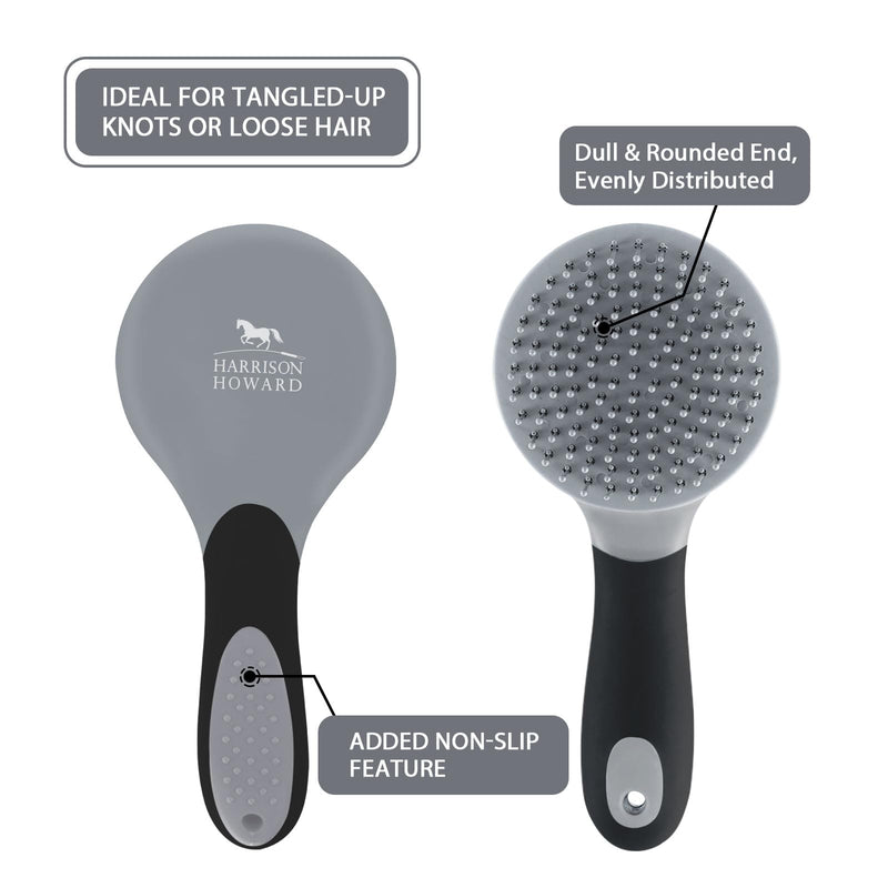 Harrison Howard Horse Mane and Tail Brush - Professional Grooming Brush, Equestrian Detangler, Non-Slip, Black - PawsPlanet Australia