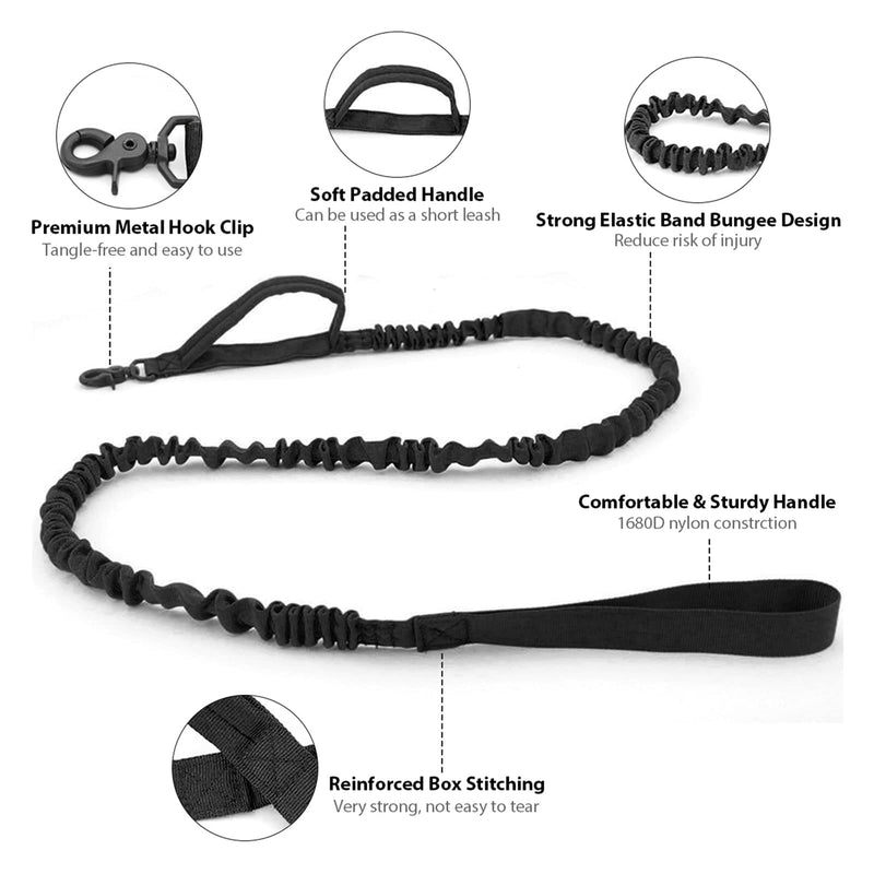 Tactical Dog Collar and Leash Set Heavy Duty Military Dog Collar with Handle and Metal Buckle for Medium and Large Dogs (Black, M) Black - PawsPlanet Australia