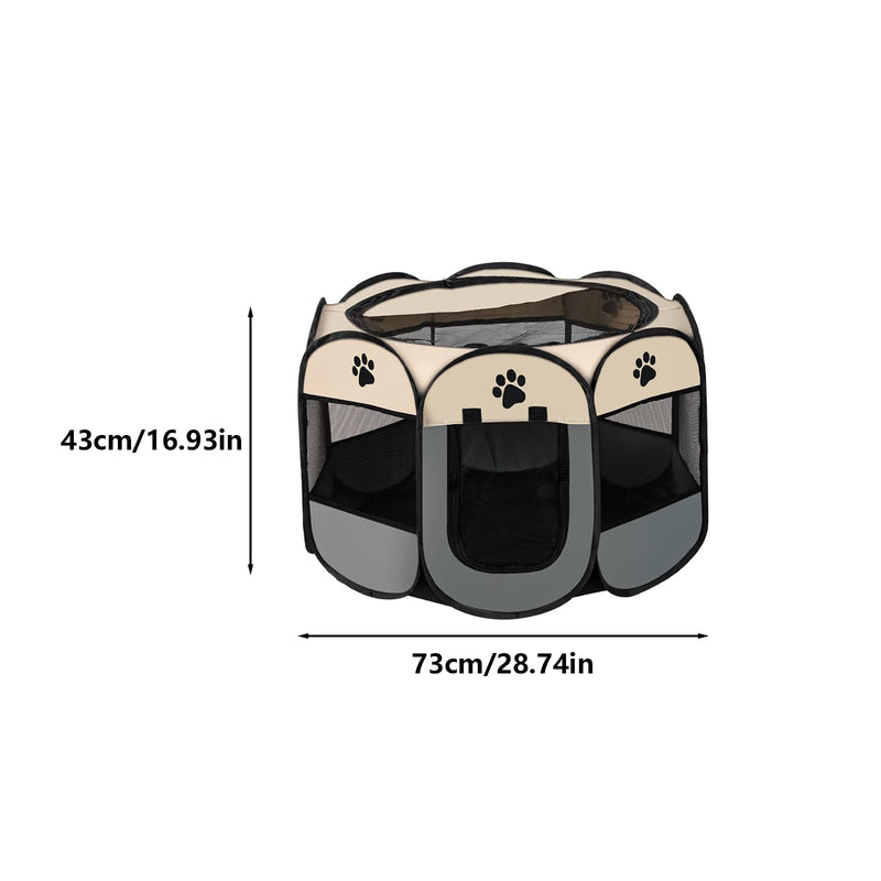 Portable Pet Playpen Small Dog Cat Pet Pen Foldable Pet Carrier Tent for Rabbit Hamster (grey, 73 * 73 * 43cm, 8) grey 73*73*43cm - PawsPlanet Australia