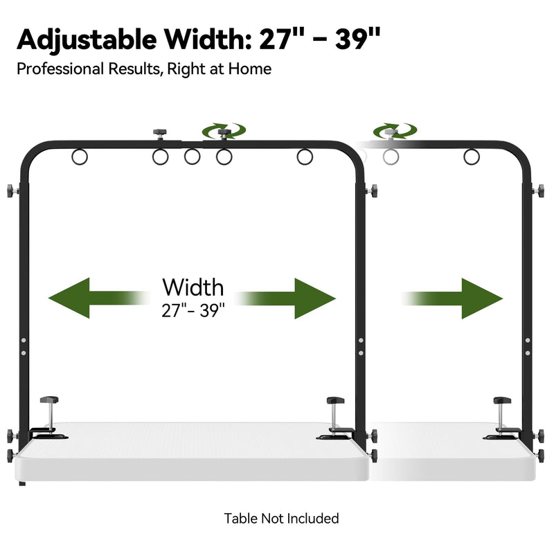 Adjustable Dog Grooming Arm for Table: 42'' Height, 27''–39'' Width, Clamp Fits Up to 2.76'', with Hammock & 2 Nooses – Portable Pet Grooming Station for Nail Trimming, Cats & Dogs at Home - PawsPlanet Australia