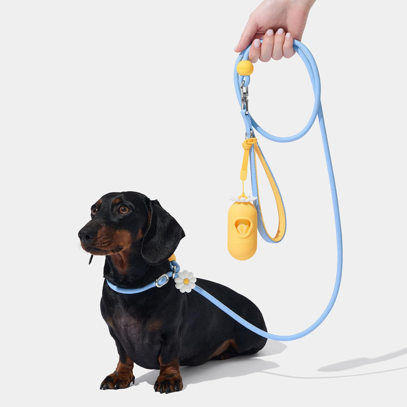 VETRESKA Tangle-Free Dog Leash, 6FT Rope Leash for Small Medium Dogs, Explosion-Proof, Shockproof Handle Dog Leashes for Walking, No Pull Leashes with Bag Dispenser, 2 in 1 Walk Kit (Daisy) Daisy Blue