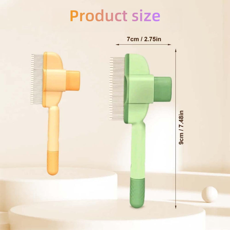 Zen Brush for Cats & Dogs, Avatore Zenbrush Pet Comb, Self-Cleaning Grooming Brush, Stainless Steel Teeth for Shedding Hair Removal 2-pack (Green+Yellow) - PawsPlanet Australia