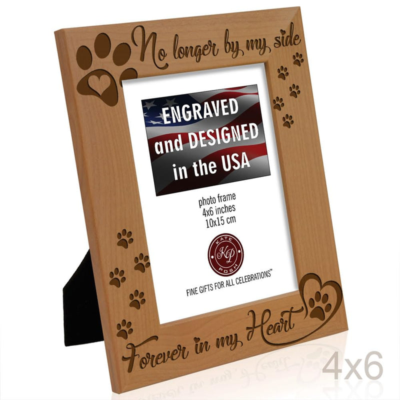 KATE POSH No Longer by my Side, Forever in my Heart Wood Picture Frame. Pet Memorial for Dog or Cat. (4x6-Vertical) 4x6-Vertical - PawsPlanet Australia