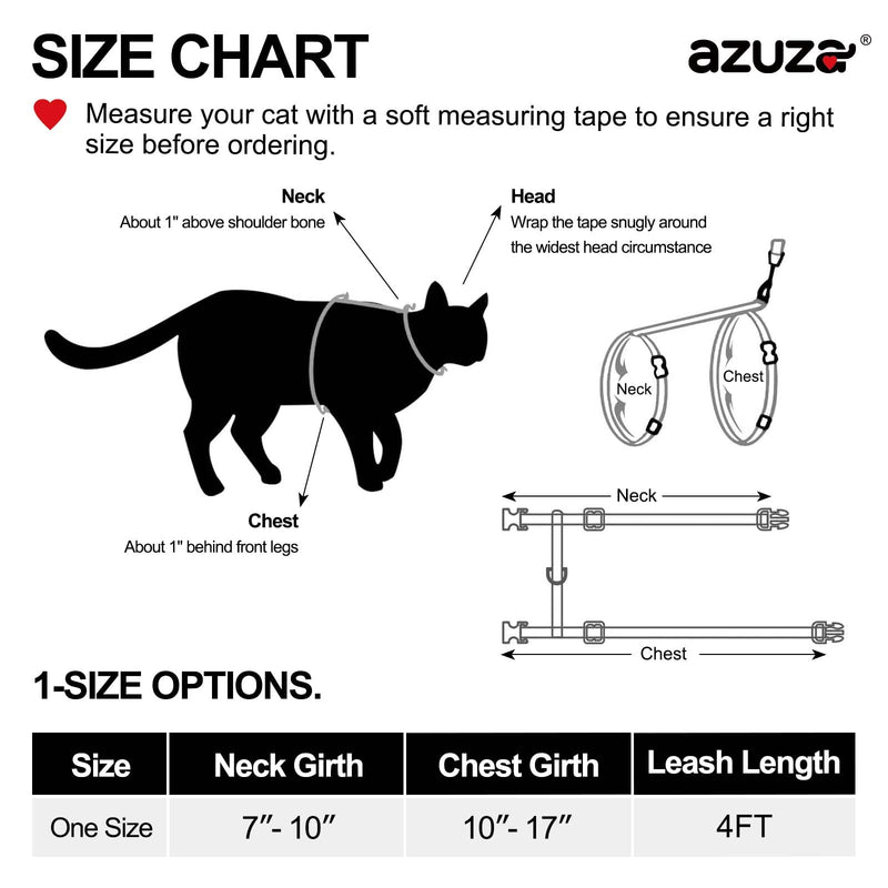 azuza Cat Harness and Leash Set for Safe Walking and Travel, Escape Proof Cat Harness, Lightweight Soft and Comfortable, Adjustable Kitten Harness for Small Medium Large Cats, Blue Plaid Neck Girth: 7"-10", Chest Girth: 10"-17" 3#Blue Plaid