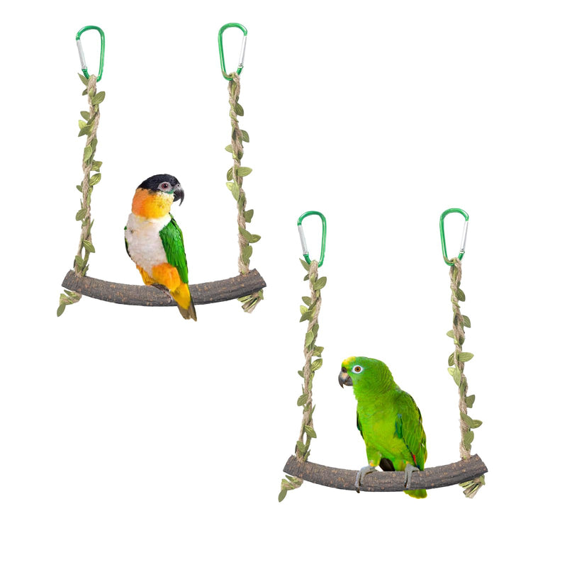 2Pcs Pet Bird Perch Swing Pet Bird Swing Stand Rope Bird Cage Swing Parrot Rope Swing Hanging Toy Parrot Swing Toy for Lovebirds, Larks, Finches, Macaws, Cockatiels