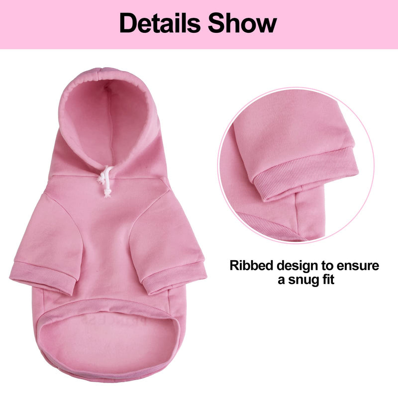 EXPAWLORER Prinecss Dog Hoodie for Girl - Dog Sweater with Leash Hole, Dog Cold Winter Clothes with Hat and Pocket, Pet Warm Outfit for XS-XXL Dogs Medium Pink