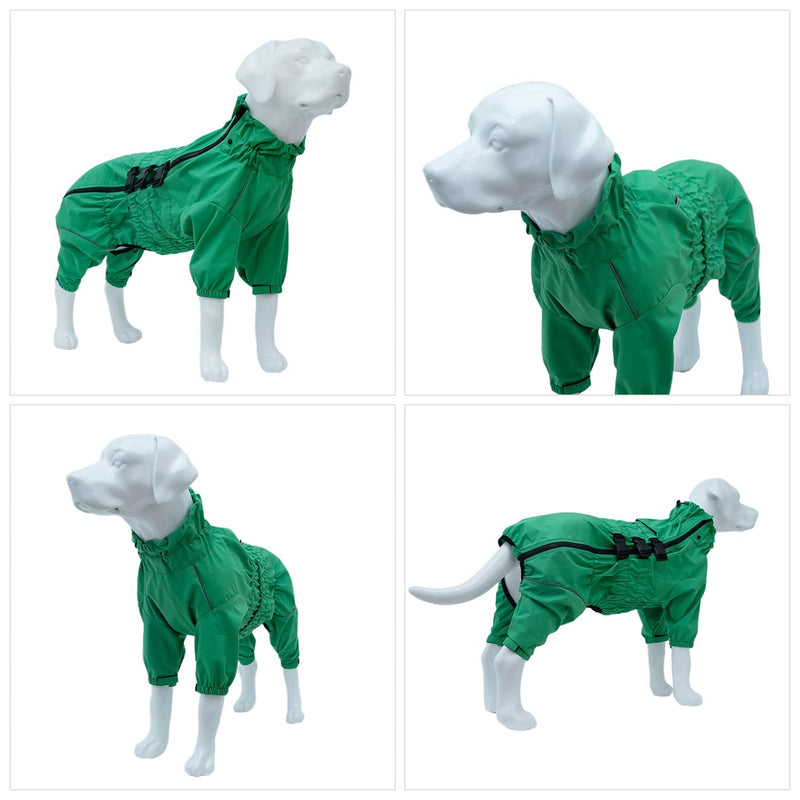 Dogs Waterproof Jacket, Lightweight Waterproof Jacket Reflective Safety Dog Raincoat Windproof Snow-proof Dog Vest for Small Medium Large Dogs Green 4XL 4XL (back 24")