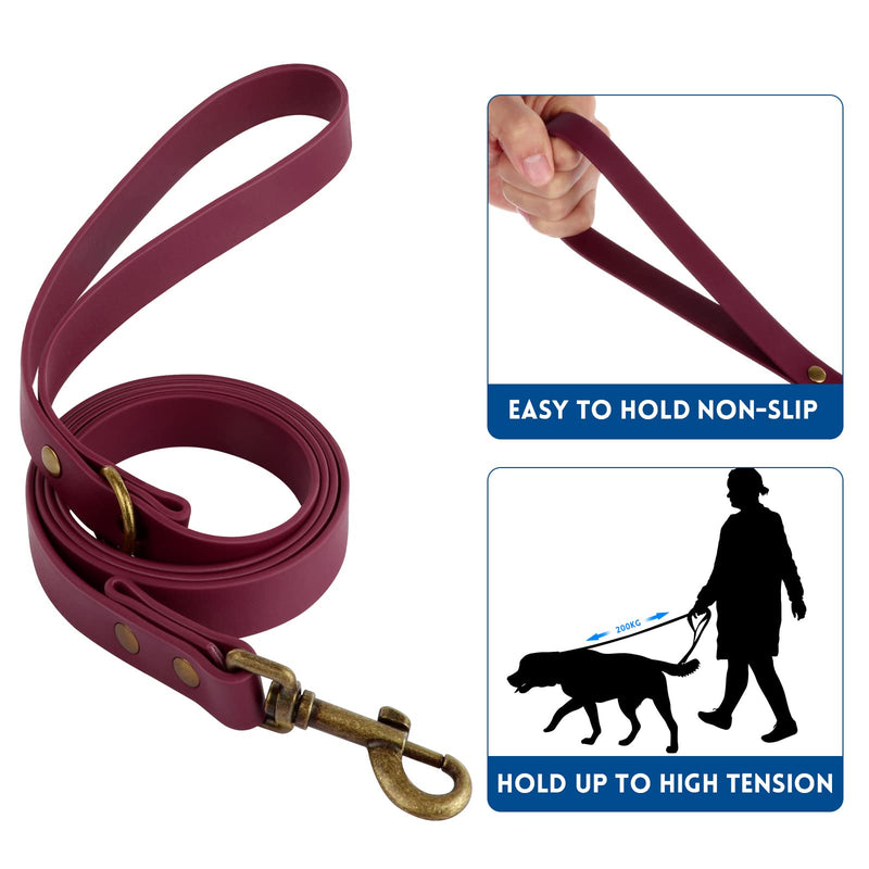 Wisedog Dog Collar and Leash Set, Waterproof Adjustable Puppy Collars with Cute Tag 6FT Dog Leash with Poop Bag for Small Medium Large Dogs (M, Burgundy) M(Collar:12"-18";Leash:5 ft) - PawsPlanet Australia